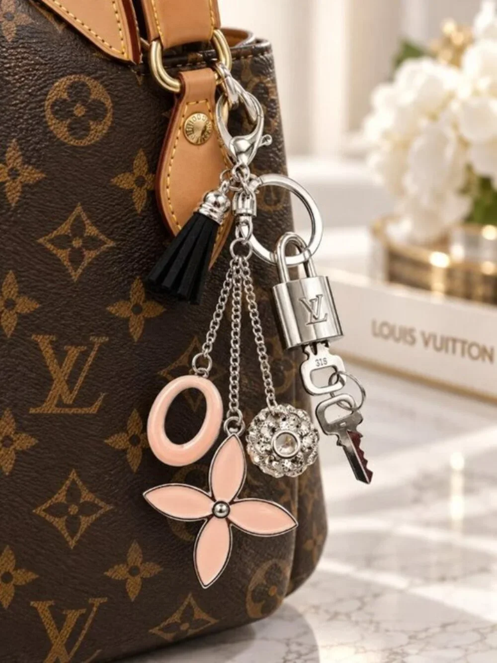 Authentic Louis Vuitton Silver Lock 🔒 Unbranded Keychain Bag Charm LV